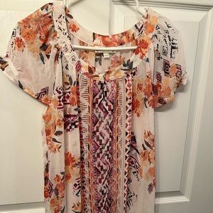 Aztec and floral patterned blouse